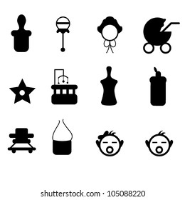 12 Silhouettes Baby Icons Set Stock Vector (royalty Free) 105088220 