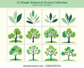 12 Simple Botanical Vector Collection