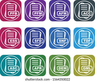 12 Simple File Format Related Color Icons
