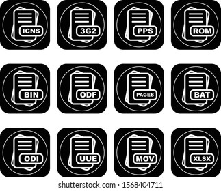 12 Simple File Format Related Color Icons
