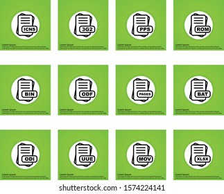 12 Simple File Format Related Color Icons
