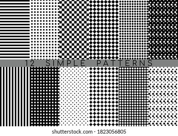 12 simple seamless repeating swatches pattern, easy change color