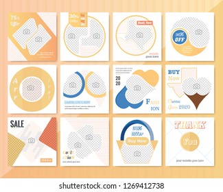 12 Slides Unique Editable modern Social Media banner Template.Anyone can use This Design Easily.Promotional square web banner for social media. Elegant sale and discount promo - Vector.