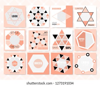 12 Slides Unique Editable modern Social Media banner Template.Anyone can use This Design Easily.Promotional square web banner for social media. Elegant sale and discount promo - Vector.