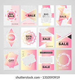 12 Slides Unique Editable modern Social Media banner Template. Anyone can use This Design Easily.Promotional square web banner for social media. Elegant sale and discount promo - Vector.