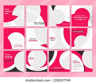 12 Slides Unique Editable modern Social Media banner Template.Anyone can use This Design Easily.Promotional square web banner for social media. Elegant sale and discount promo - Vector.