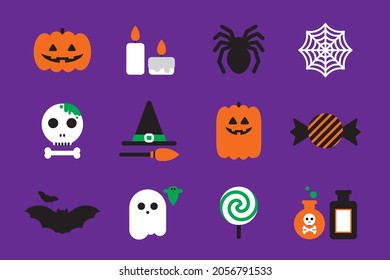 12 spooky vector icon of halloween