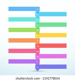 12 Step Arrow List Colorful Banners Infographic Diagram