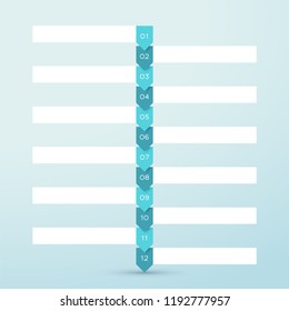 12 Step Arrow List White Banners Infographic Diagram