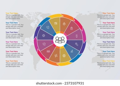 12 Steps Pie Chart Circle Infographic Template. Business Concept