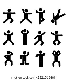 12 stick figure set, pictogram, stickman.
