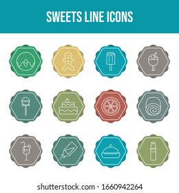 12 Sweets Vector Icons in One Set	