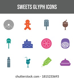 12 Sweets Vector Icons in One Set	