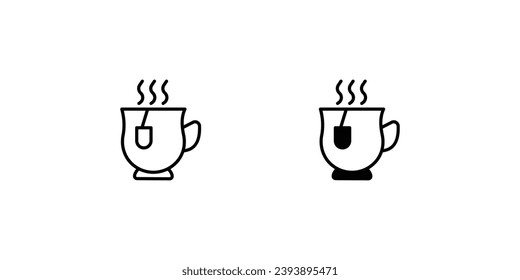 Icono de taza de té con ilustración de material vectorial de fondo blanco