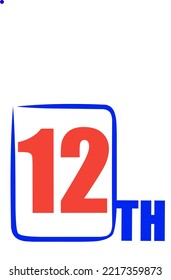 12 th Ordinal Numbers counting vector art illustration with fantastic font and blue red color - 12 th anniversary - happy birthday