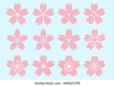 12 tipo de diseño de flor de cerezo, Ilustración vectorial