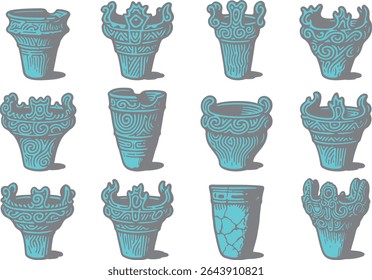 12 types of Jomon pottery image variations