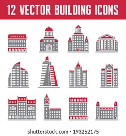12 Vector Building Icons - Real Estate Signs Collection - creative illustration for presentation, booklet, web site etc.