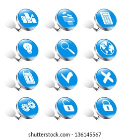 12 vector icons business pushpins