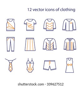 12 vector icons of clothing