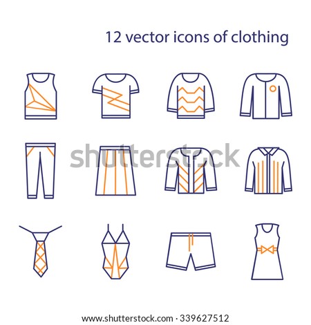 12 vector icons of clothing