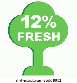 12% Vector Illustration of Fresh food everyday graphic label or sticker on white background, vector design illustration. Suitable for product label