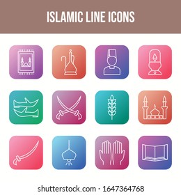 12 iconos vectoriales islámicos en un solo juego	