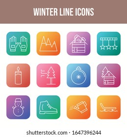 12 Vector Winter Icons in One Set	