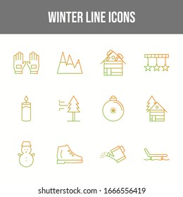 12 Vector Winter Icons in One Set	