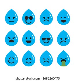12 water droplets emoticon vector