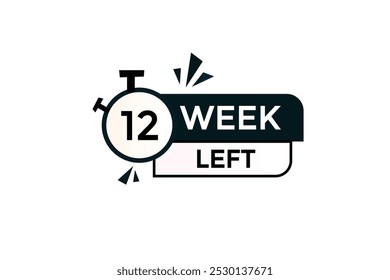12 semana izquierda, icono, stile, temporizador, cuenta regresiva, reloj, tiempo, fondo, Plantilla, 12 semana izquierda cuenta regresiva, etiqueta, Anuncio izquierdo, negocio, venta, Botón de la etiqueta
