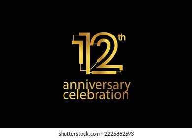 12 year anniversary celebration abstract style logotype. anniversary with purple, yellow, orange color isolated on white background, vector design for celebration vector