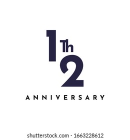 12 Year Anniversary Celebration Template Design. Vector Eps 10