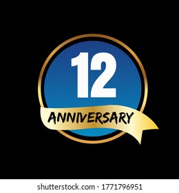 Celebración del aniversario de 12 años, diseño vectorial para celebraciones, tarjetas de invitación y tarjetas de felicitación
