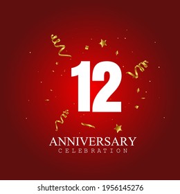12 year anniversary celebration, vector design for celebrations, invitation cards and greeting cards