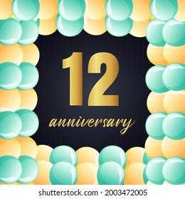 12 year anniversary celebration, vector design for celebrations, invitation cards and greeting cards