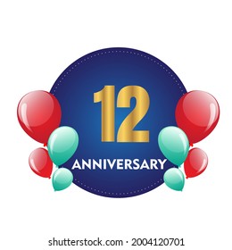 12 year anniversary celebration, vector design for celebrations, invitation cards and greeting cards