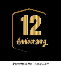 12 year anniversary celebration, vector design for celebrations, invitation cards and greeting cards