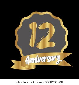 Celebración del aniversario de 12 años, diseño vectorial para celebraciones, tarjetas de invitación y tarjetas de felicitación