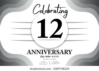 12 años aniversario estilo de logotipo de color negro plano con letras a mano sobre fondo blanco