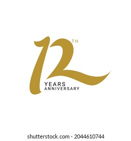 12 Year Anniversary Logo, Vector Template Design element for birthday, invitation, wedding, jubilee and greeting card illustration.