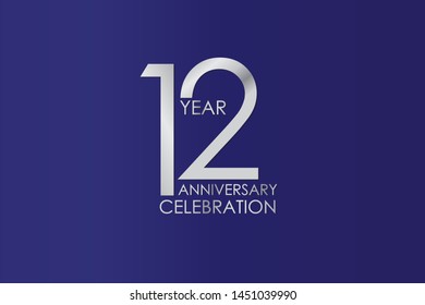 12 Year Anniversary Silver Color on Blue Background, For Invitation, banner, ads, greeting card - Vector