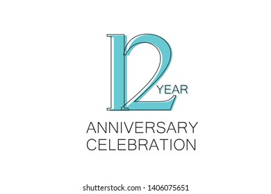 12 Year Anniversary Sleek Clean Design Stock Vector (Royalty Free ...