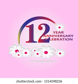 12 Year Anniversary Vector Template Design Illustration
