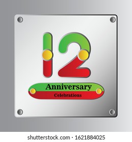 12 Year Anniversary Vector Template Design Illustration