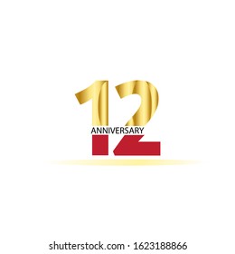 12 Year Anniversary Vector Template Design Illustration