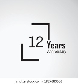 12 Year Anniversary Vector Template Design Illustration box