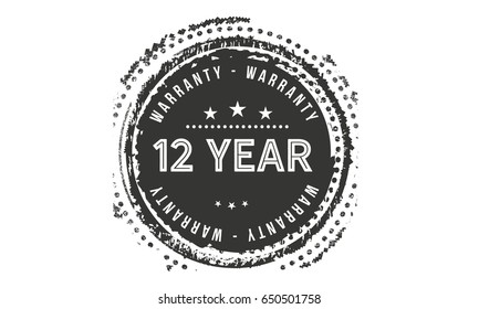 12 year warranty icon vector vintage grunge guarantee background