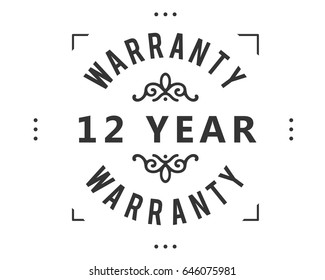 12 year warranty vintage grunge black background