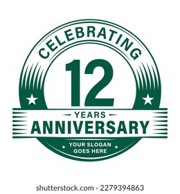 12 years anniversary celebration design template. 12th logo vector illustrations.